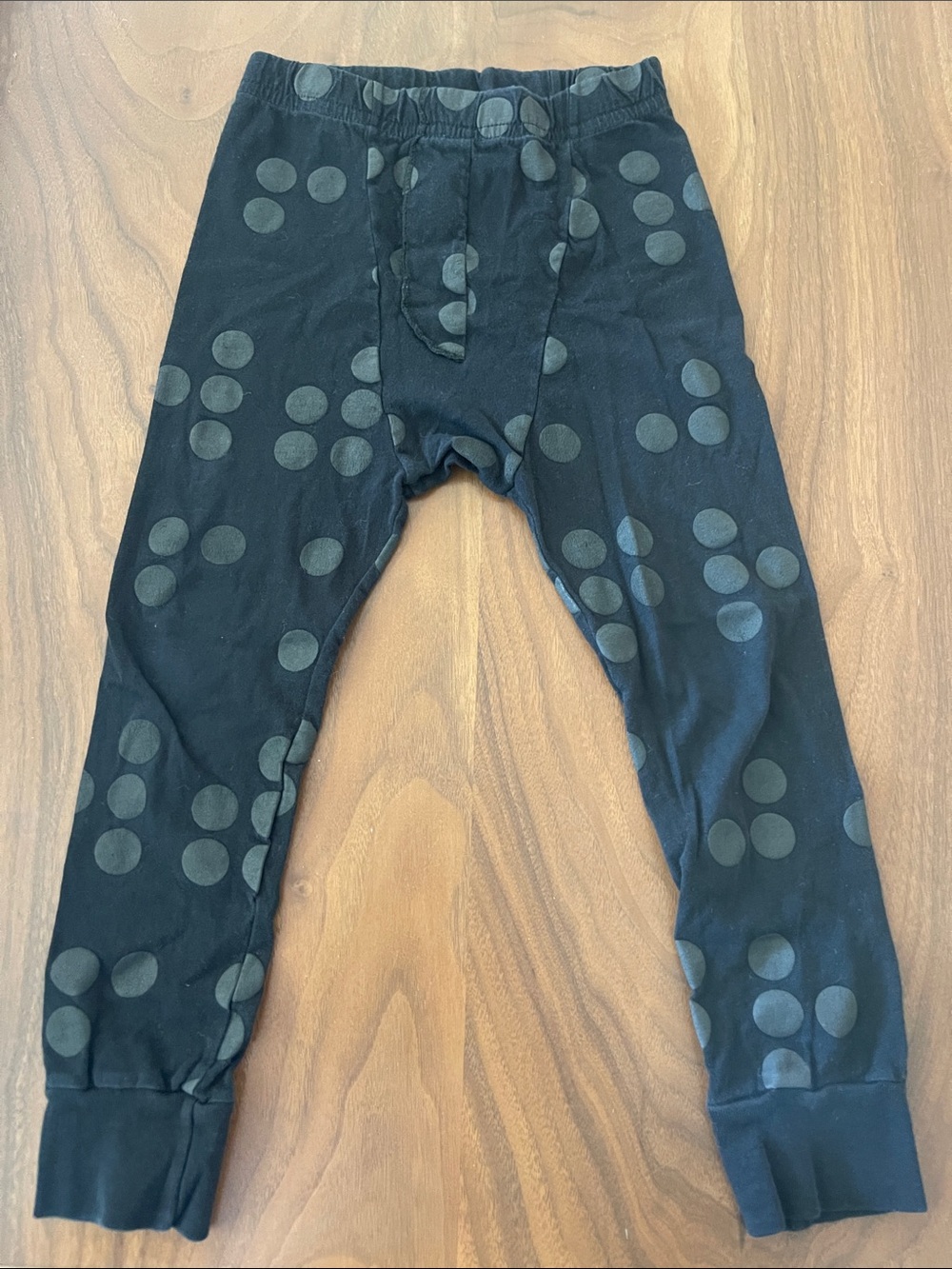 nununu Black Pajama Bottoms with Gray Dot Print